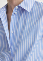 Striped poplin shirt blue/white