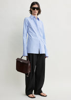 Striped poplin shirt blue/white