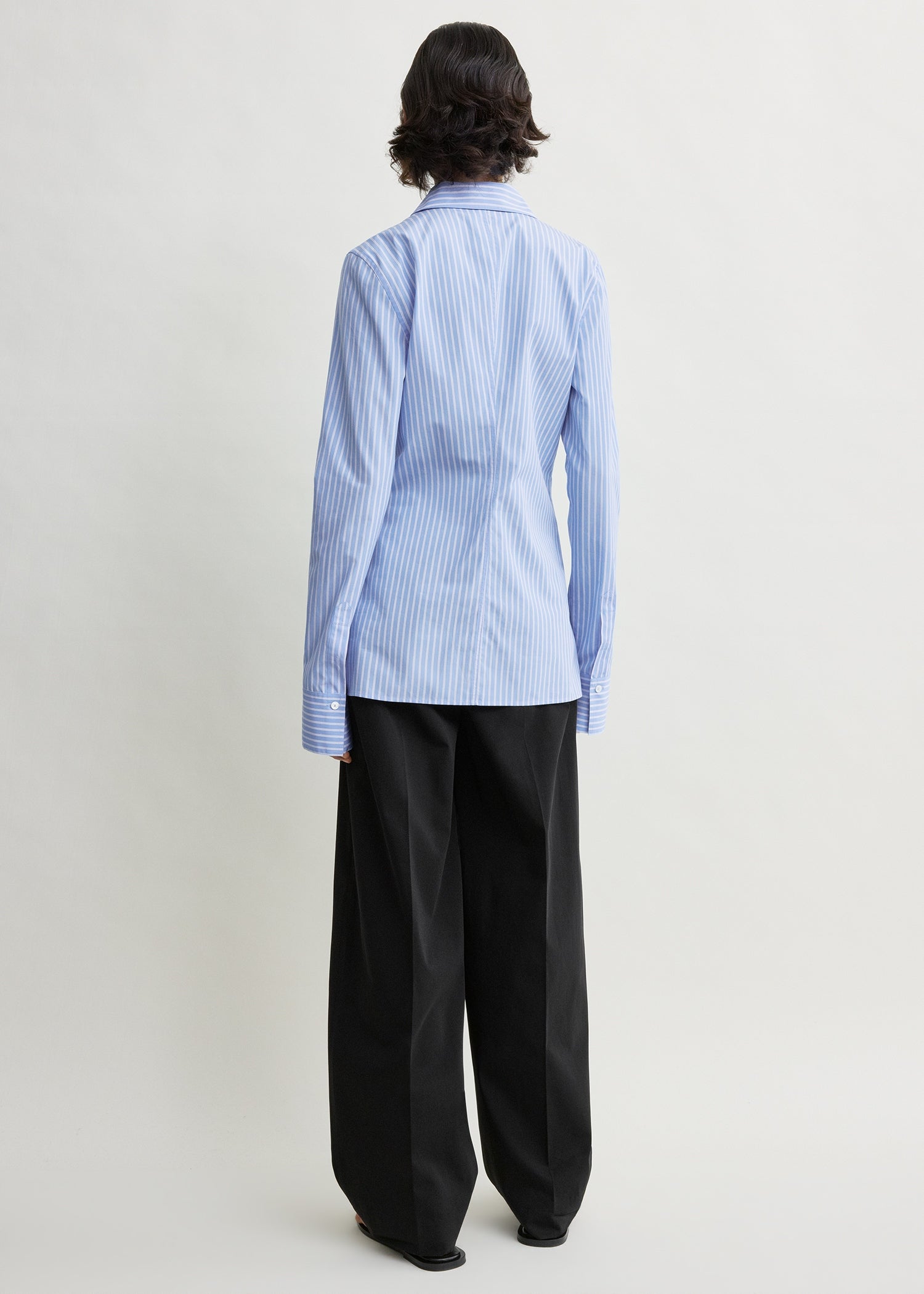 Striped poplin shirt blue/white