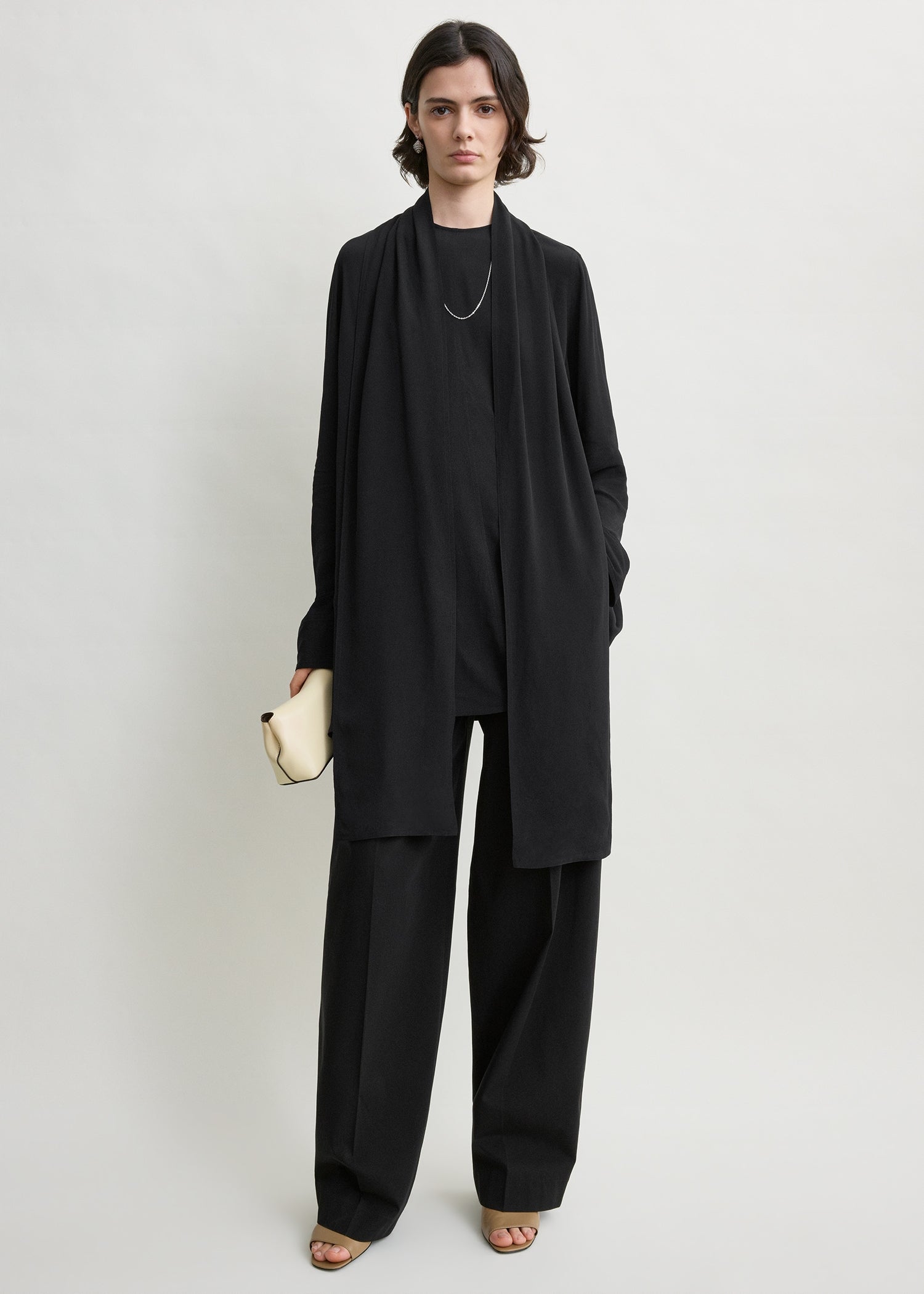 Draped scarf blouse black
