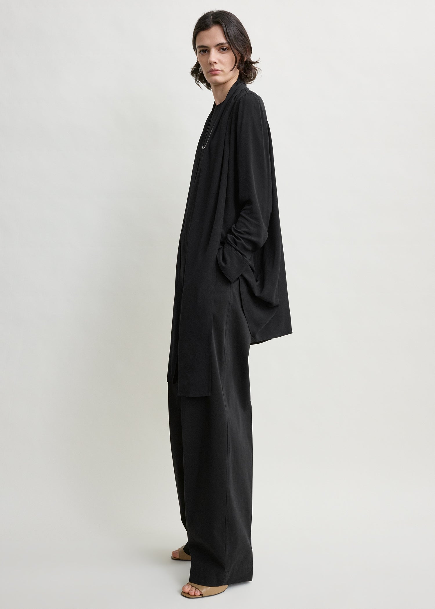 Draped scarf blouse black