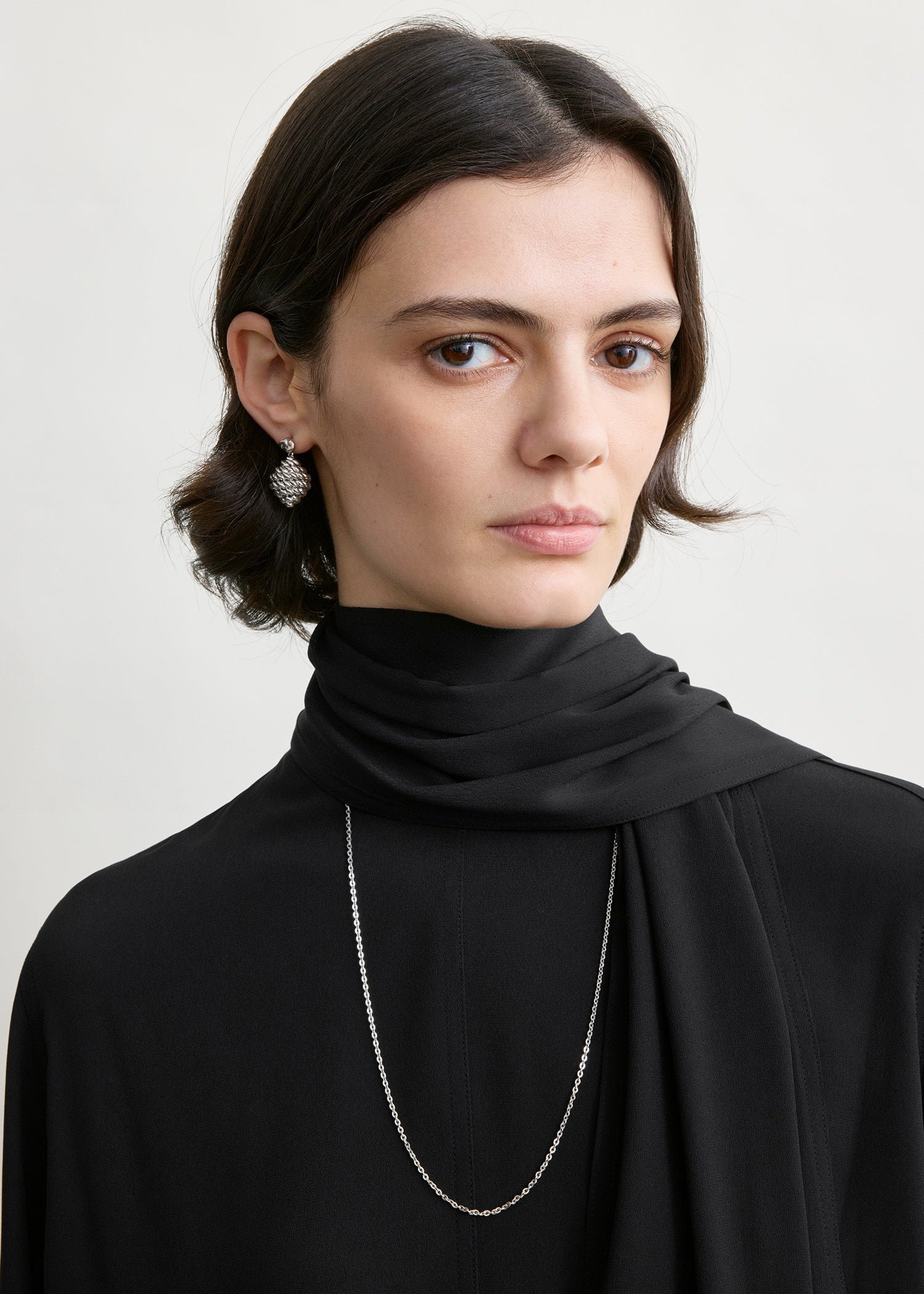 Draped scarf blouse black