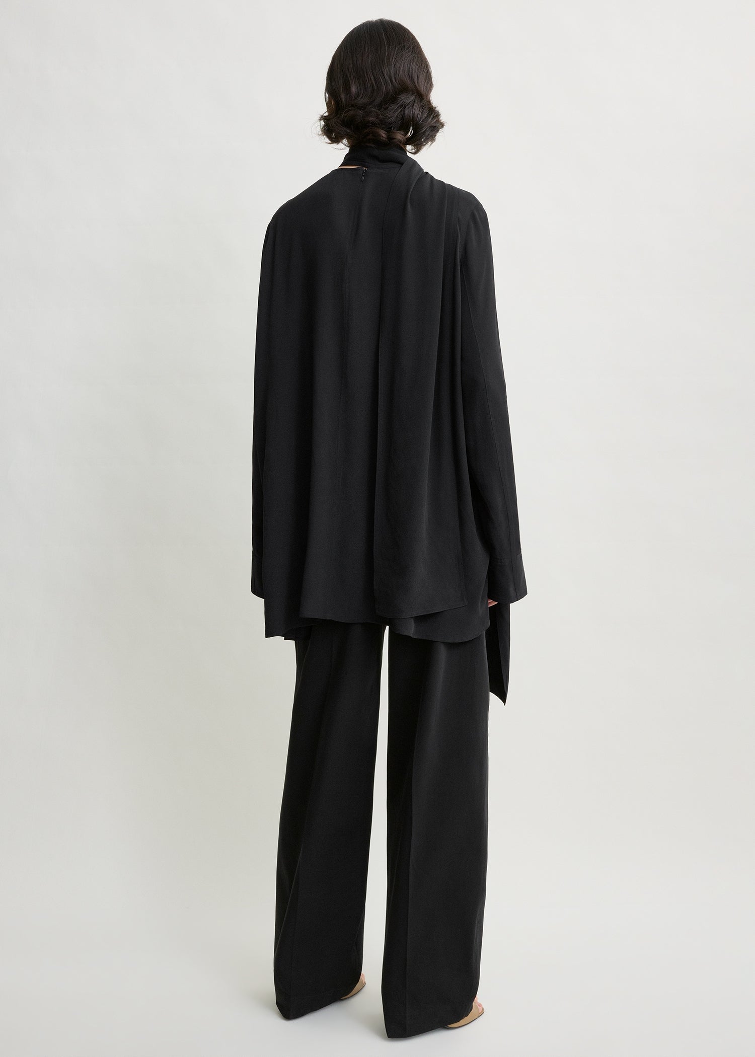 Draped scarf blouse black