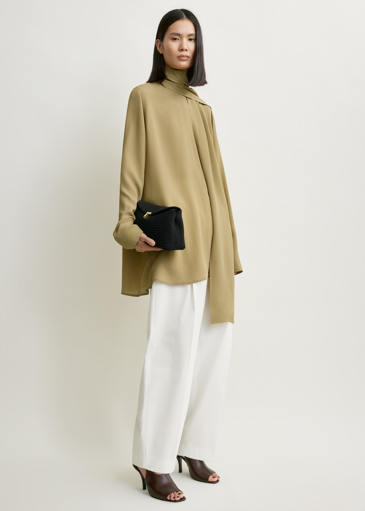 Draped scarf blouse desert