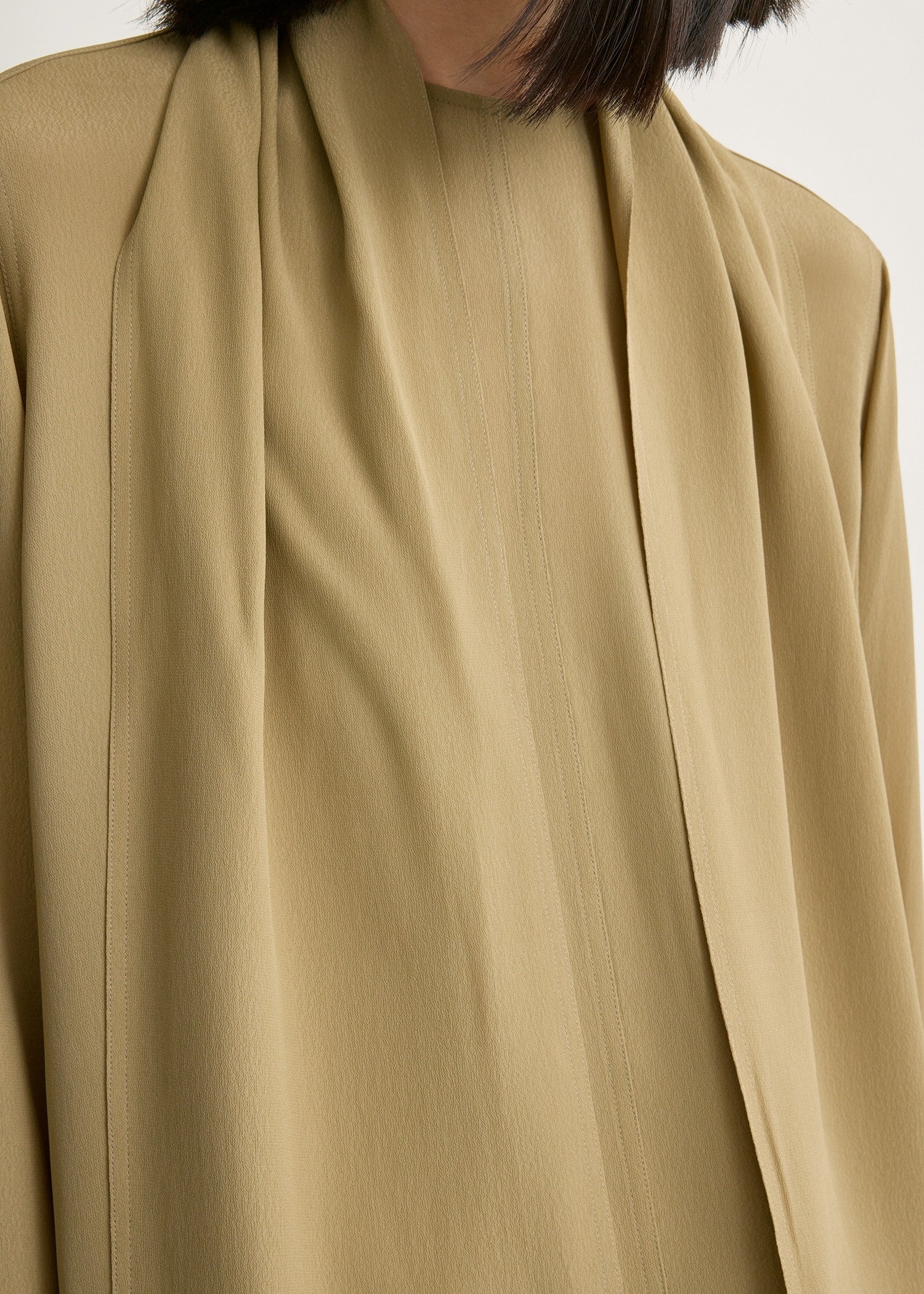 Draped scarf blouse desert