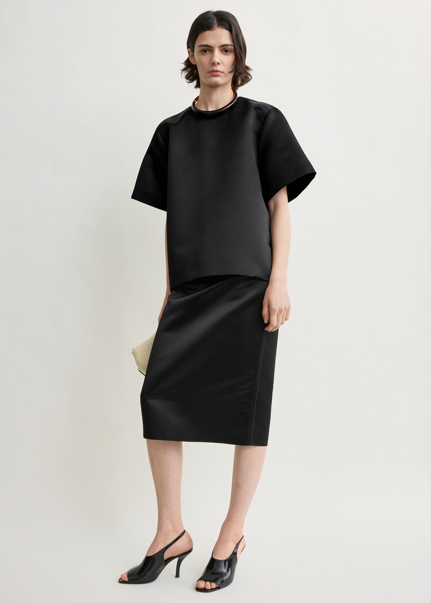 Duchess satin tee black from Toteme - $560