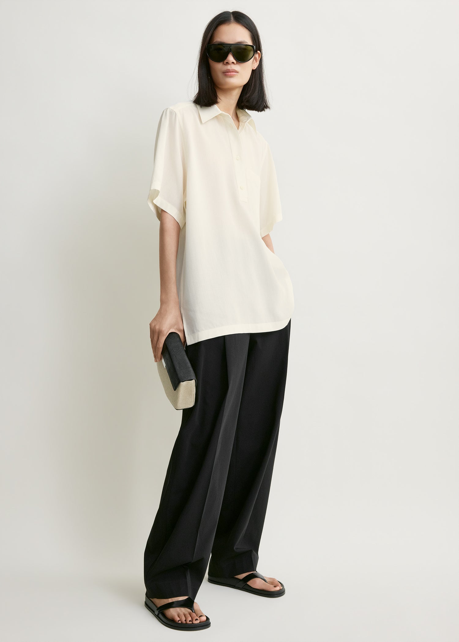 Fluid polo shirt ecru