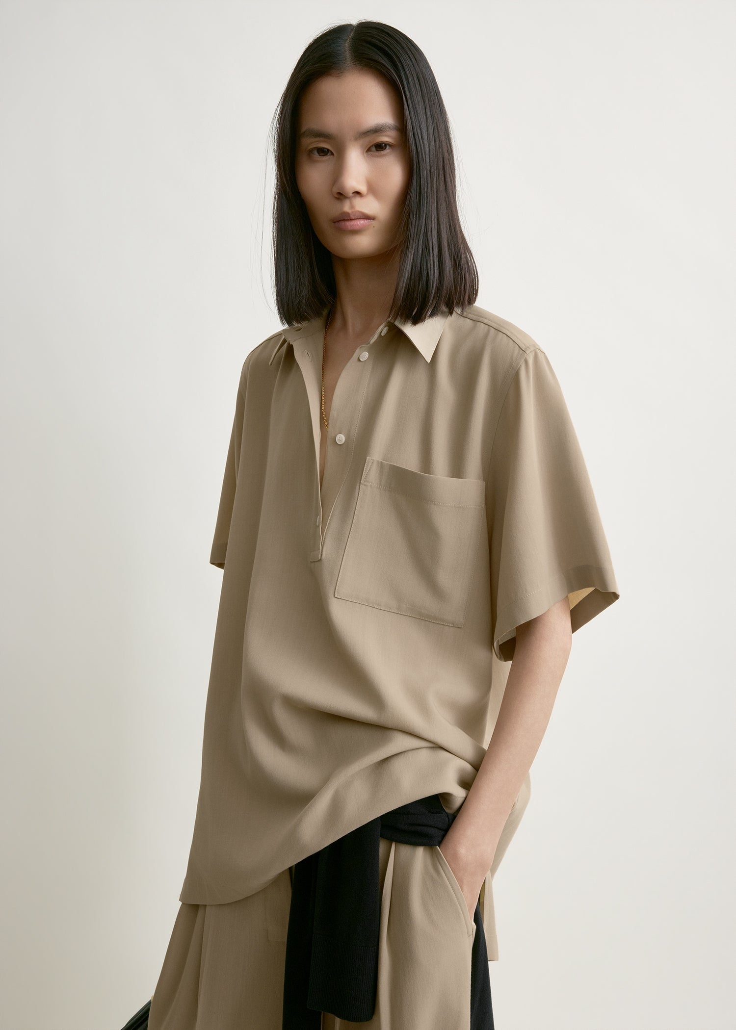 Fluid polo shirt overcast beige