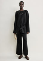 Belted satin tunic black