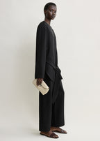 Belted satin tunic black