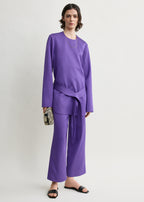 Belted satin tunic violet