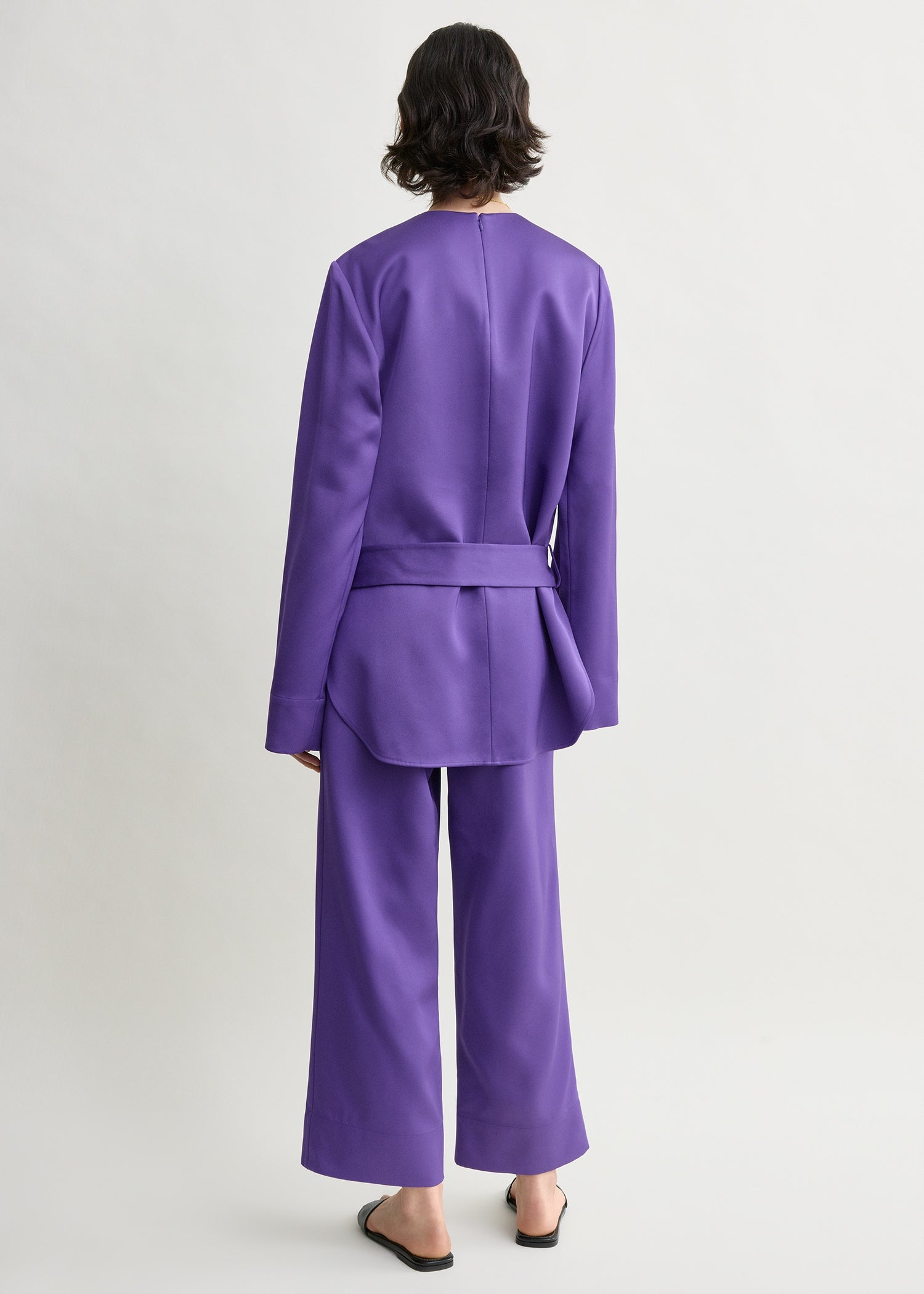 Belted satin tunic violet