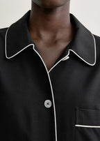 Piped pj top black