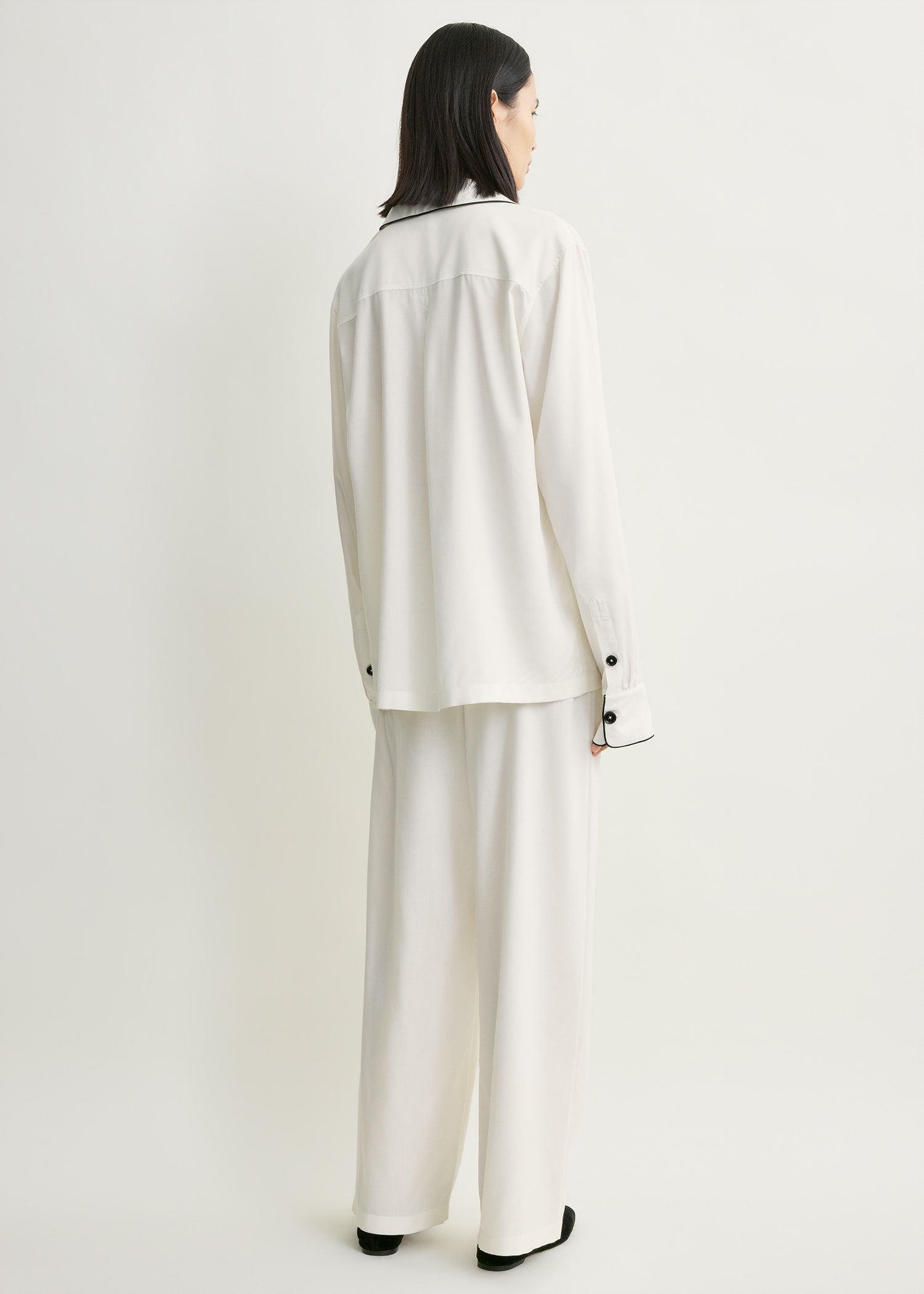 Piped pj top off-white