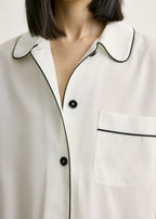Piped pj top off-white