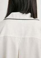 Piped pj top off-white