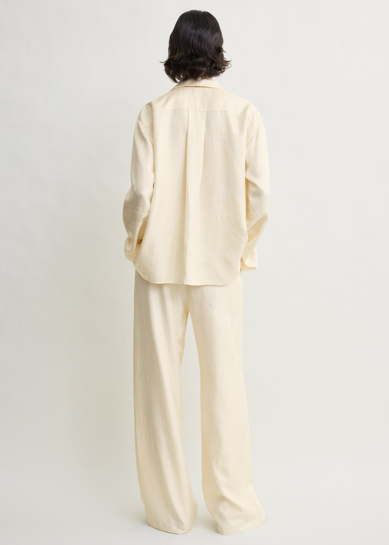Monogram silk pj top cream