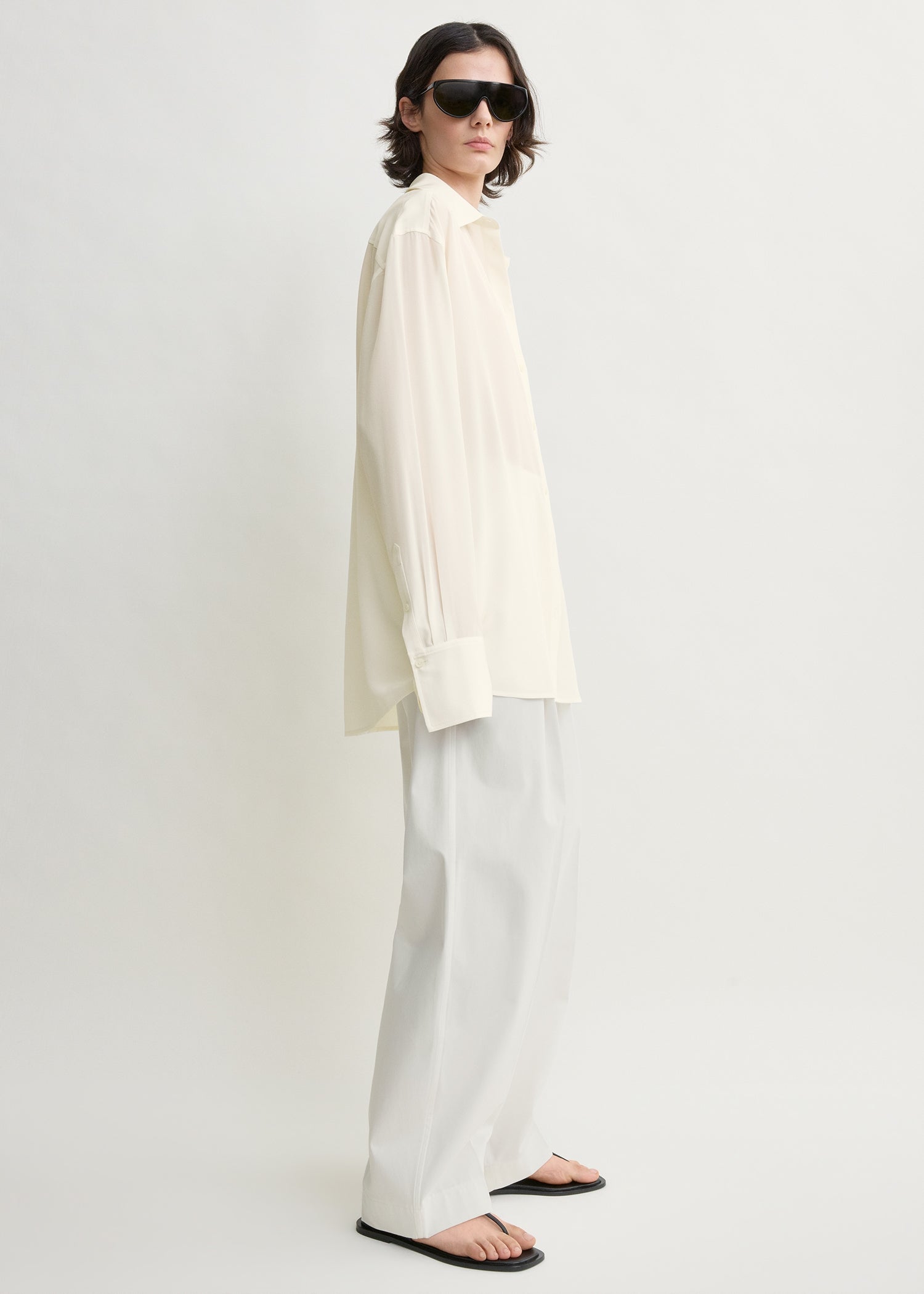 Silk crepe shirt off-white