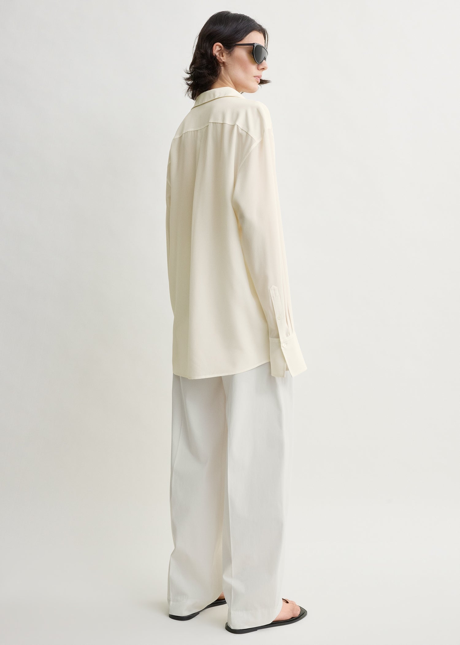 Silk crepe shirt off-white