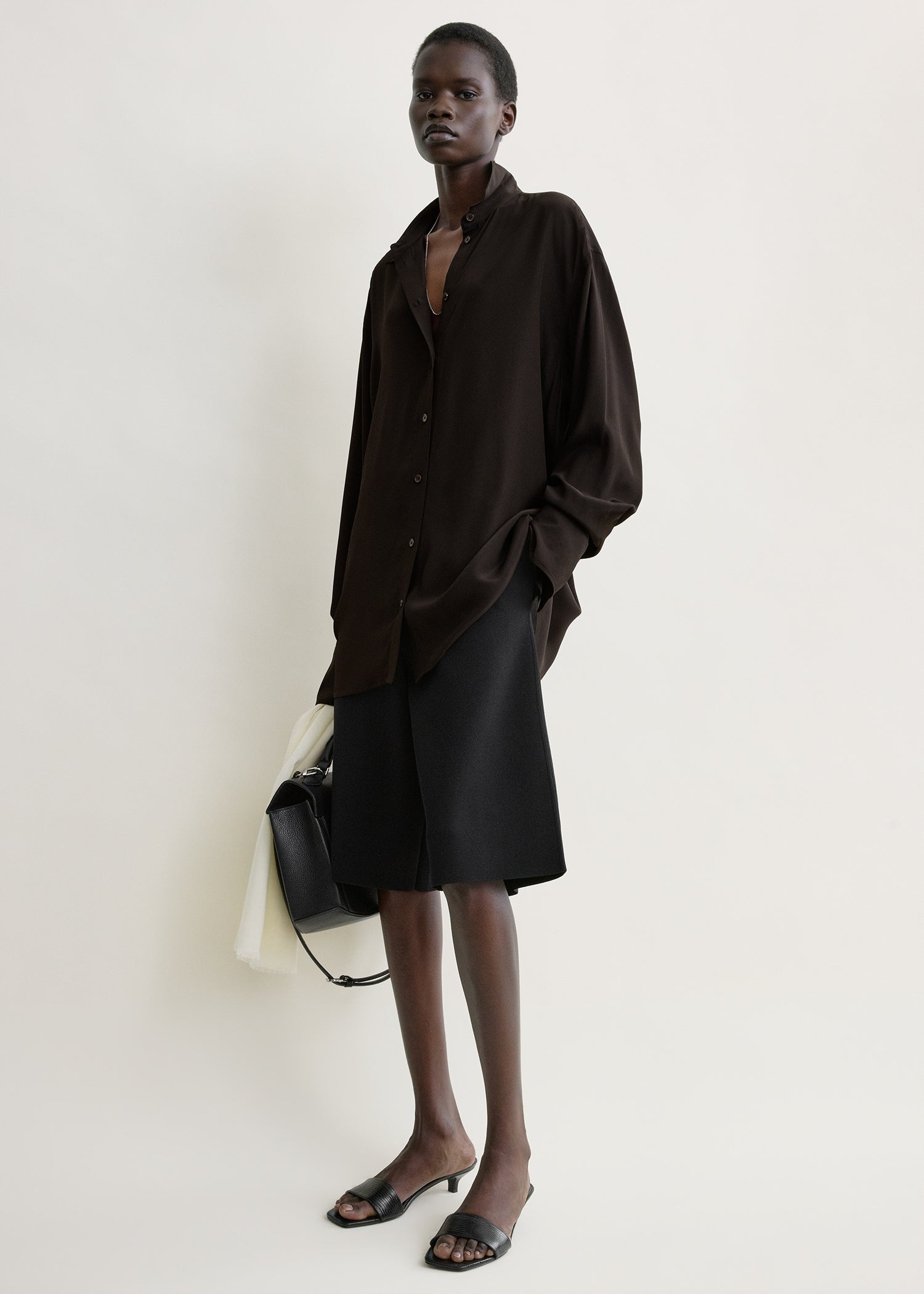 Silk crepe shirt brown