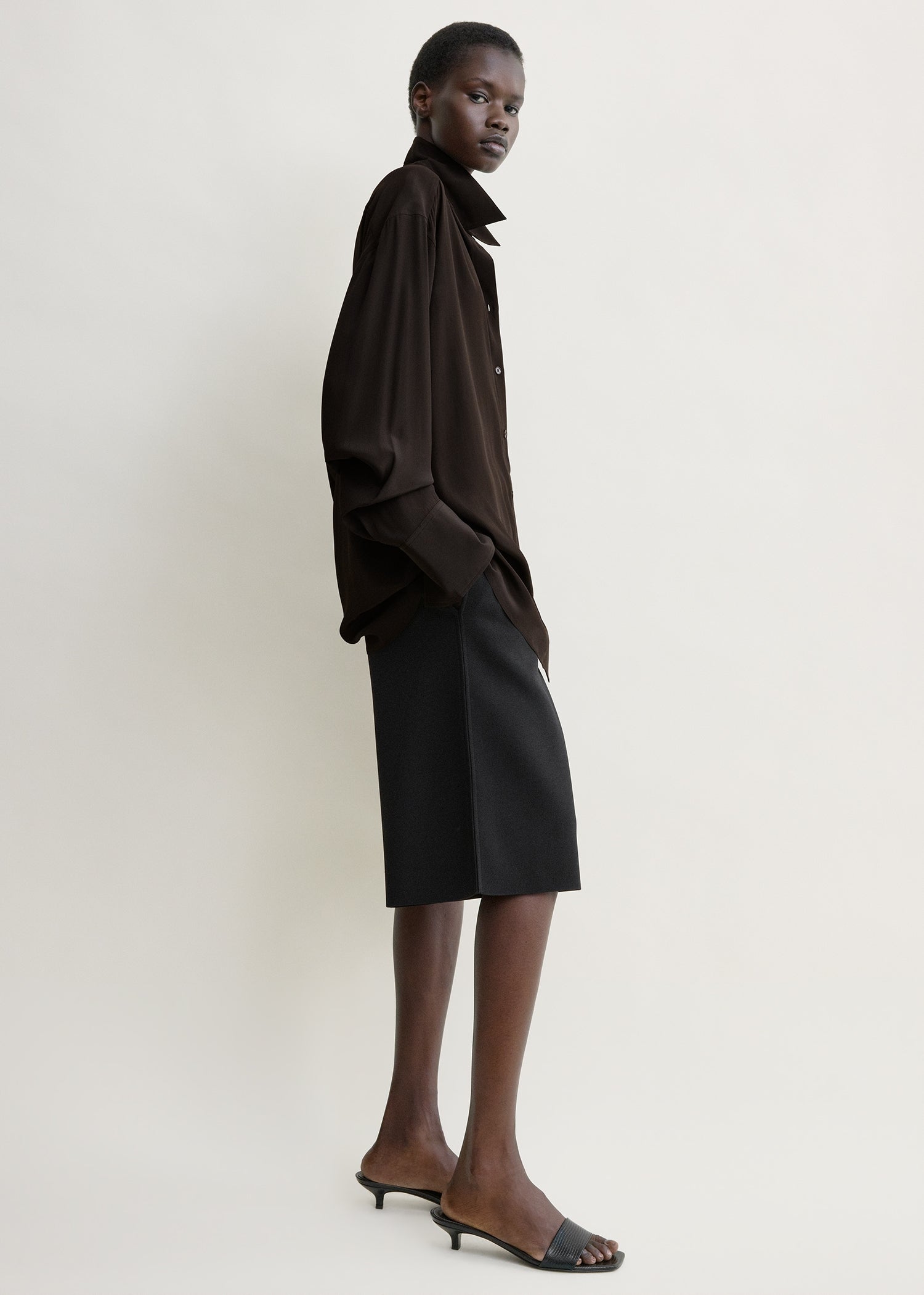 Silk crepe shirt brown