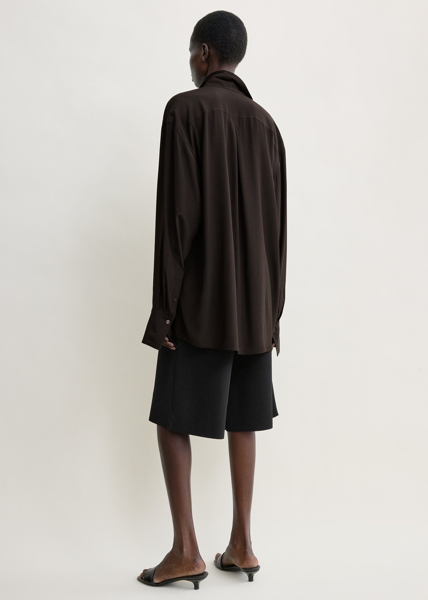 Silk crepe shirt brown