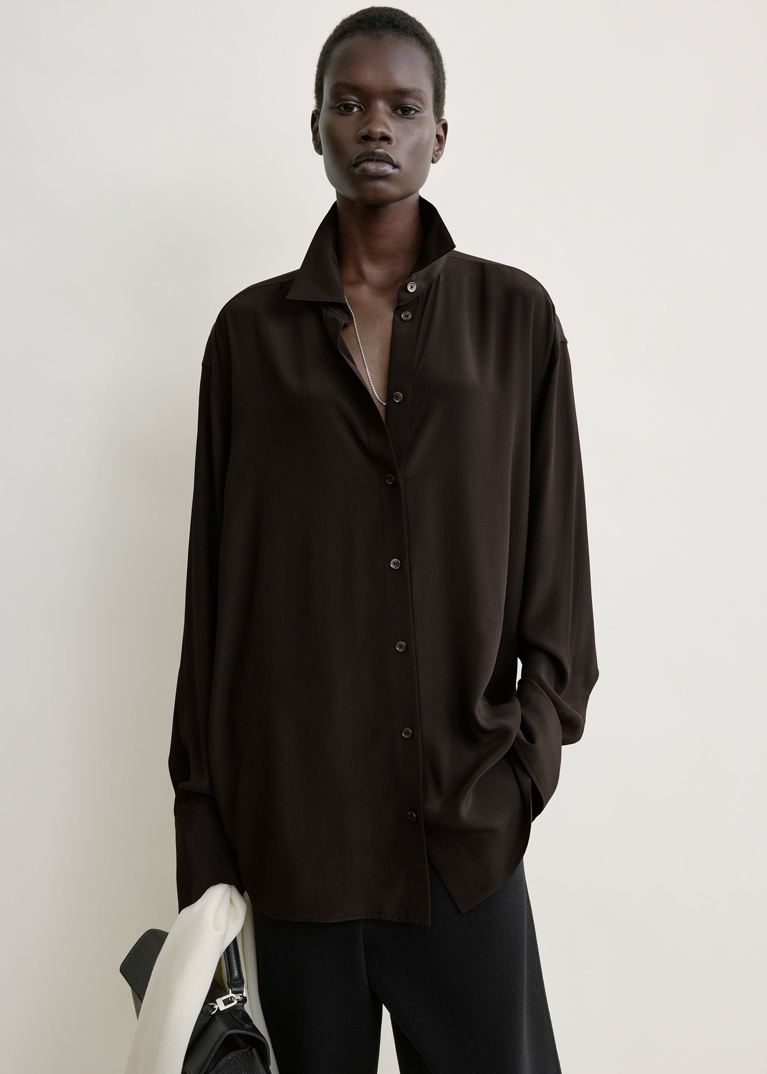 Silk crepe shirt brown