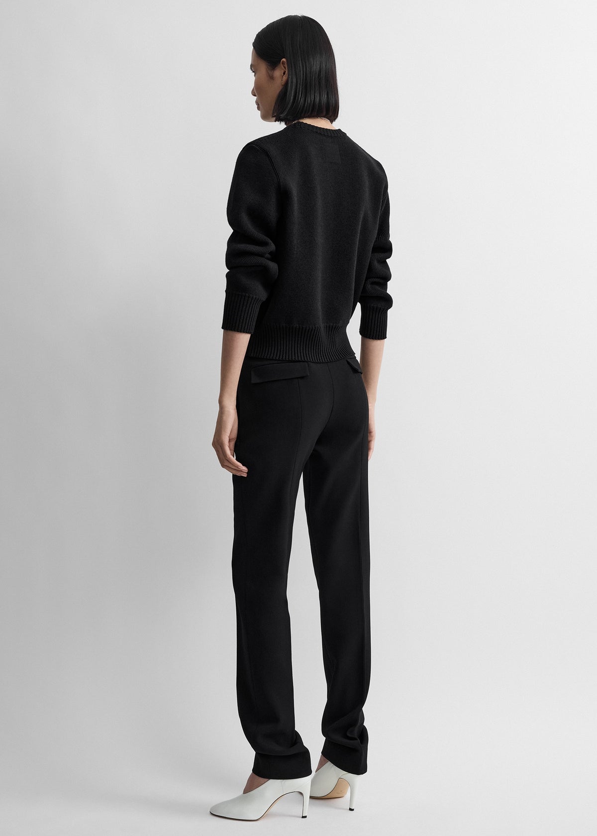 Low-waist slim trousers black