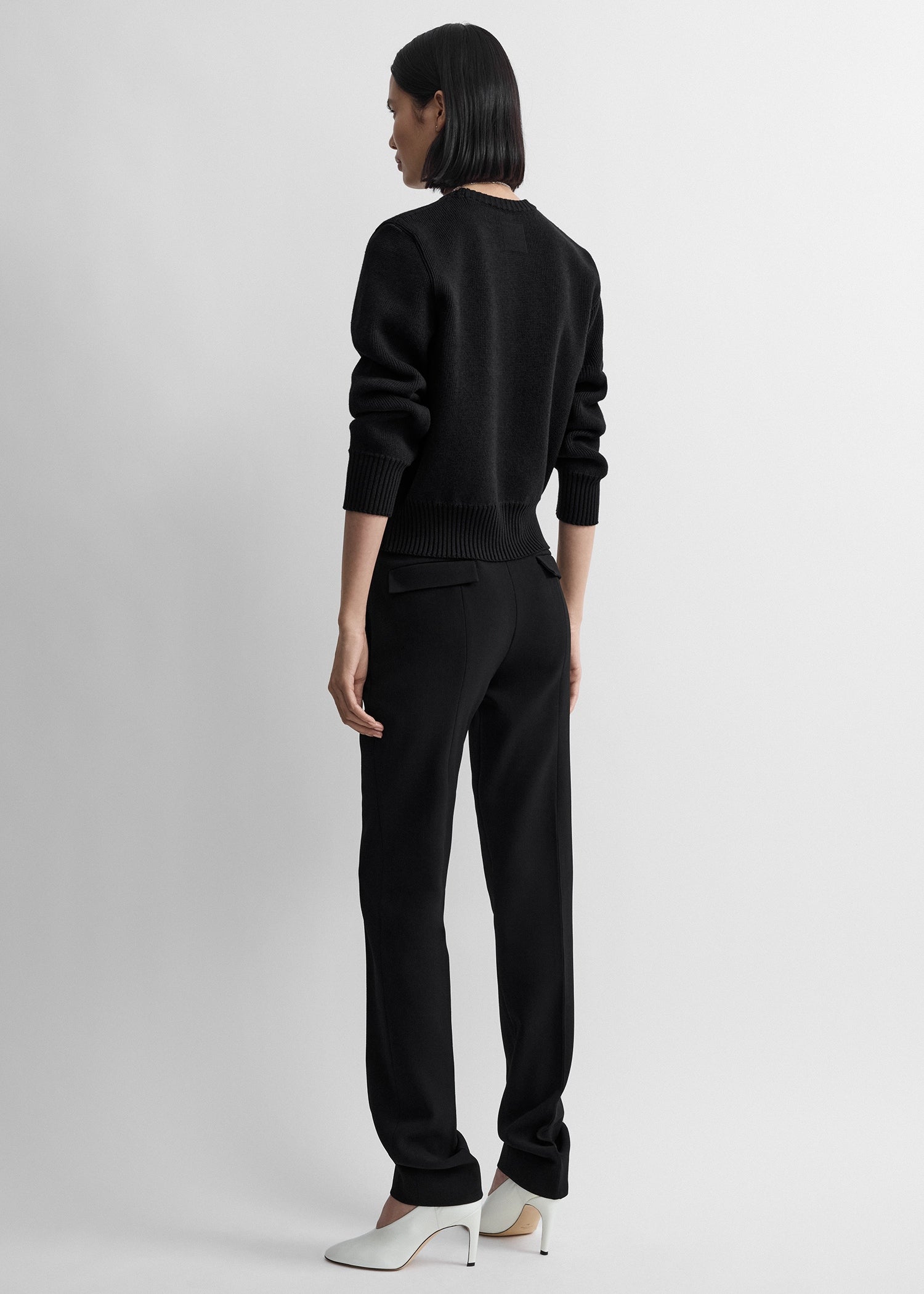 Low-waist slim trousers black