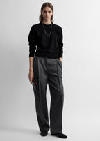 Herringbone double-pleat trousers grey melange petite