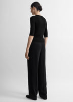 Double-pleat fluid trousers black