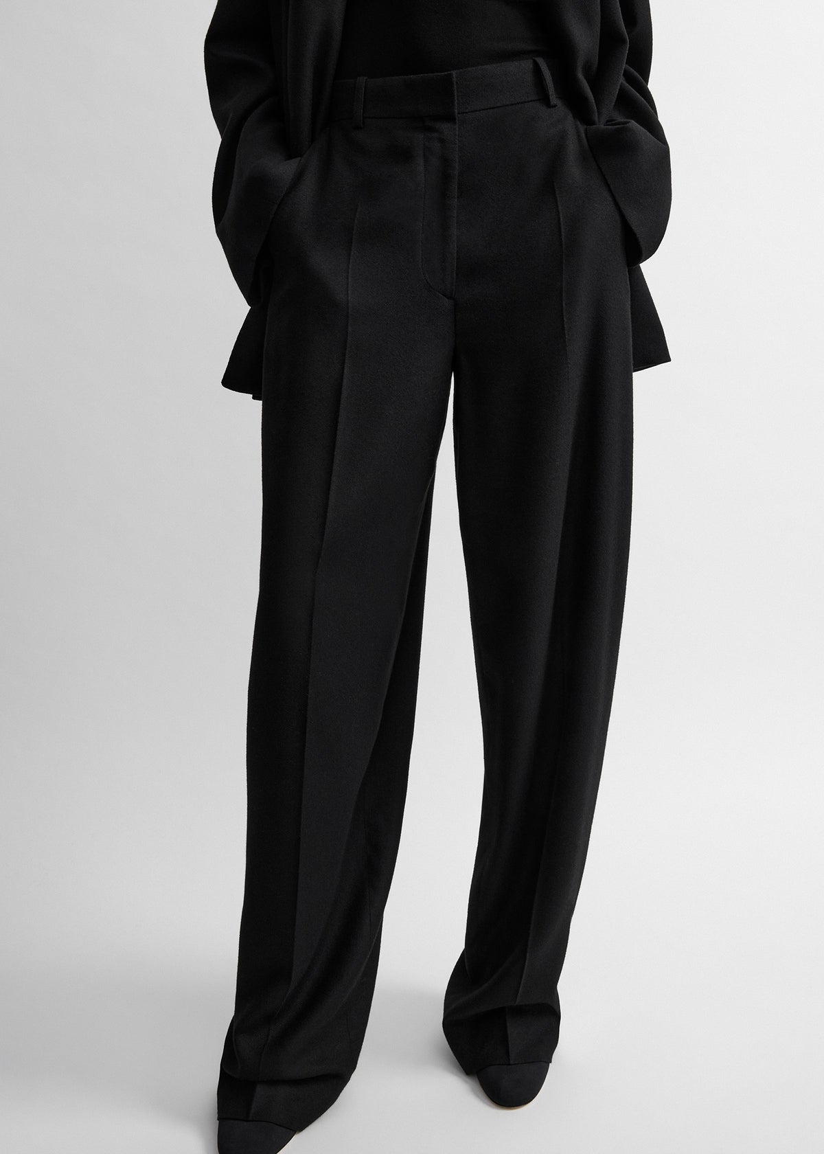 High-waist trousers black
