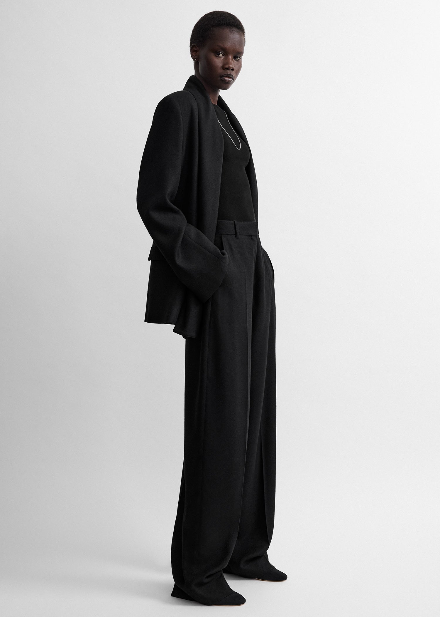 High-waist trousers black