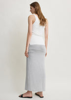 Draped jersey skirt pale grey mélange