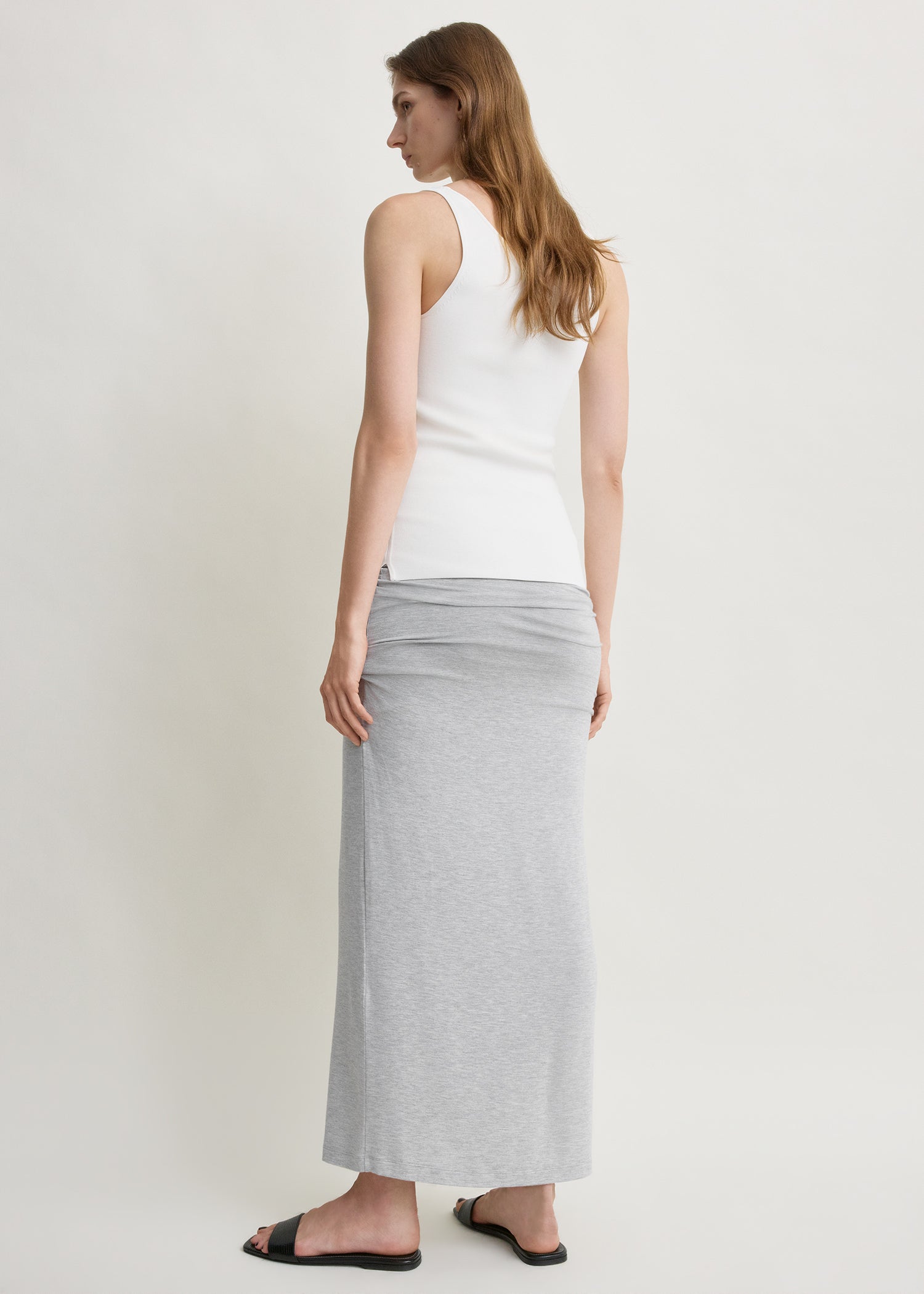 Draped jersey skirt pale grey mélange