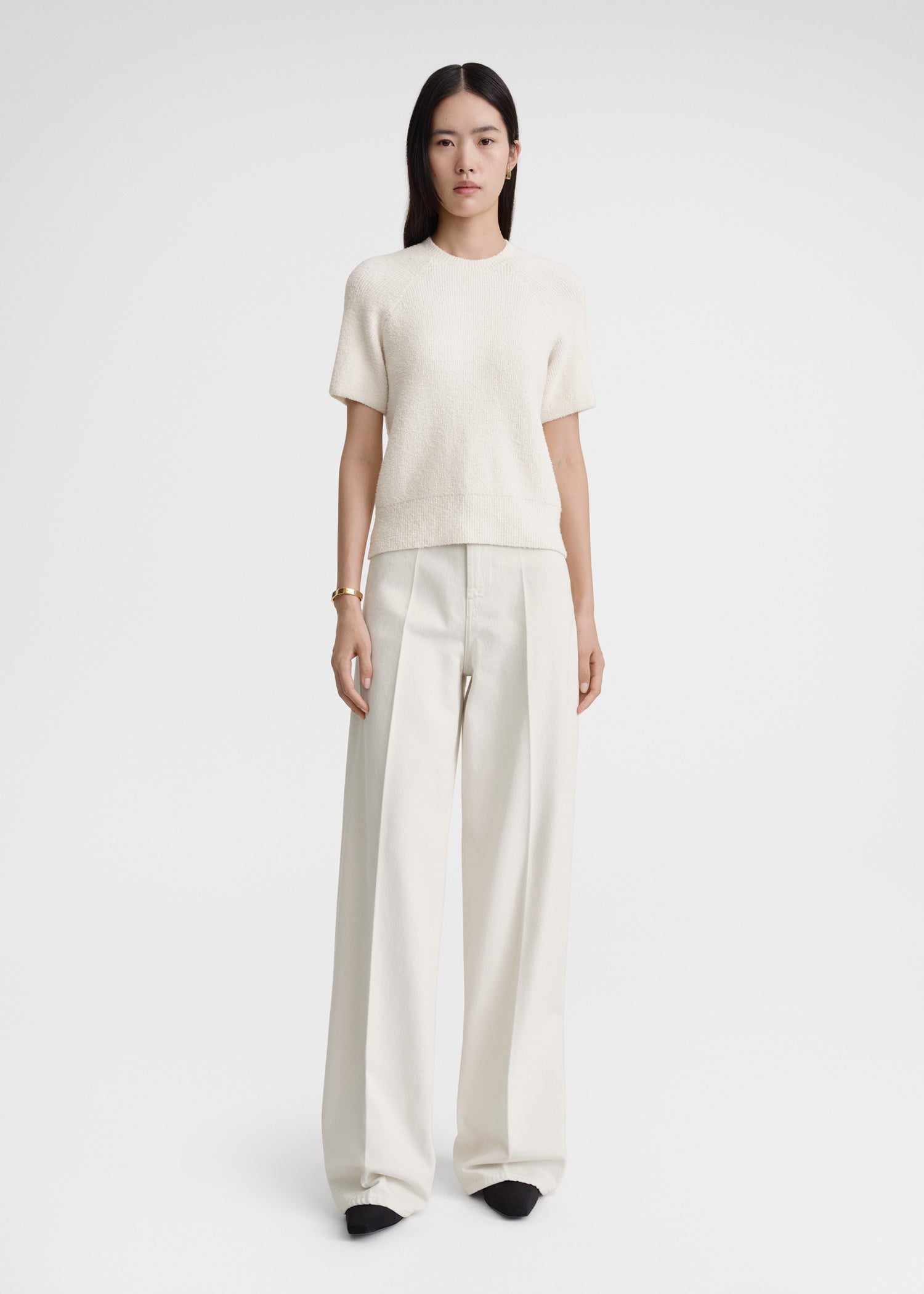 Raglan-sleeve terry knit white