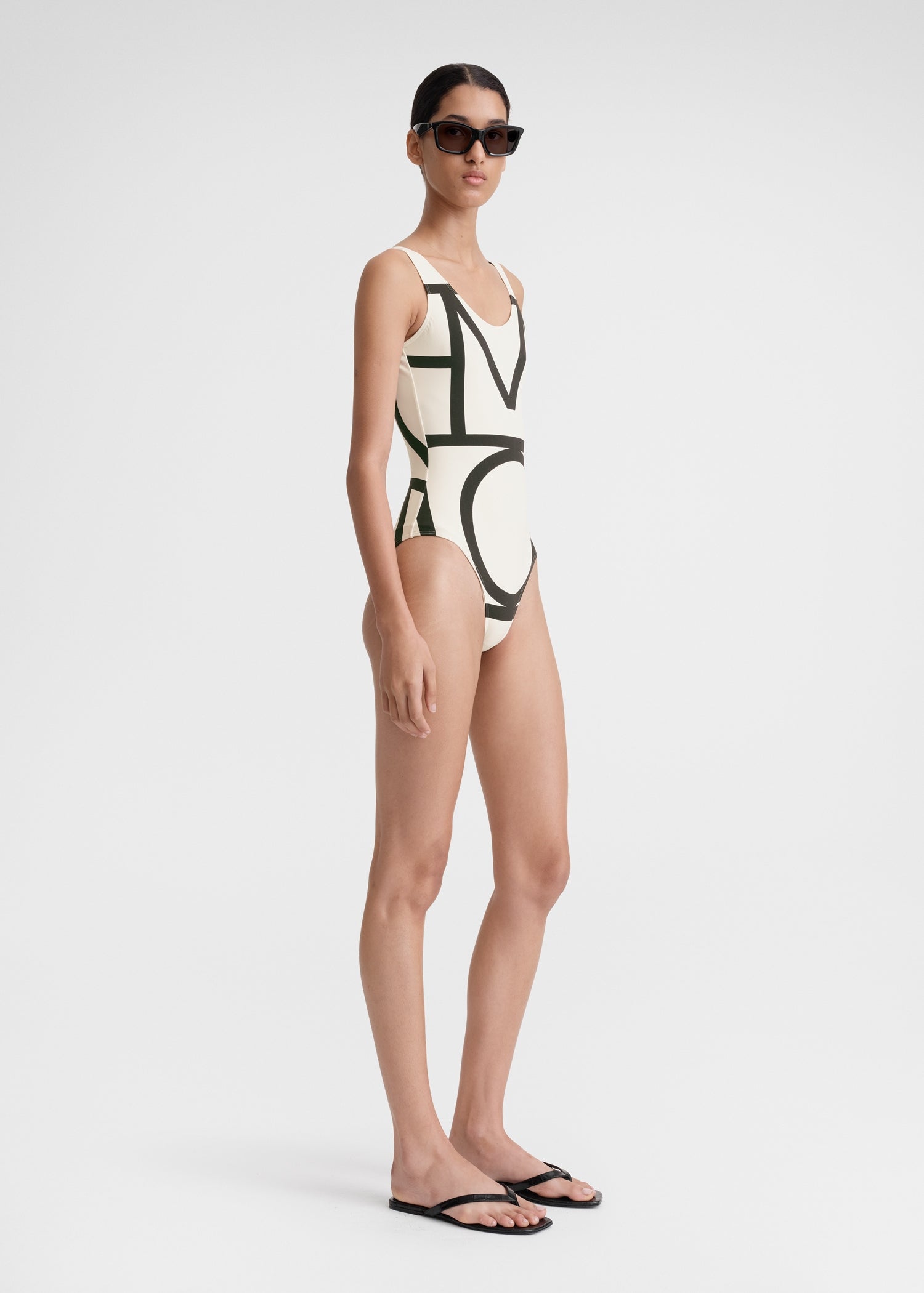 Monogram swimsuit ecru