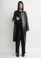 Croco-embossed coat black