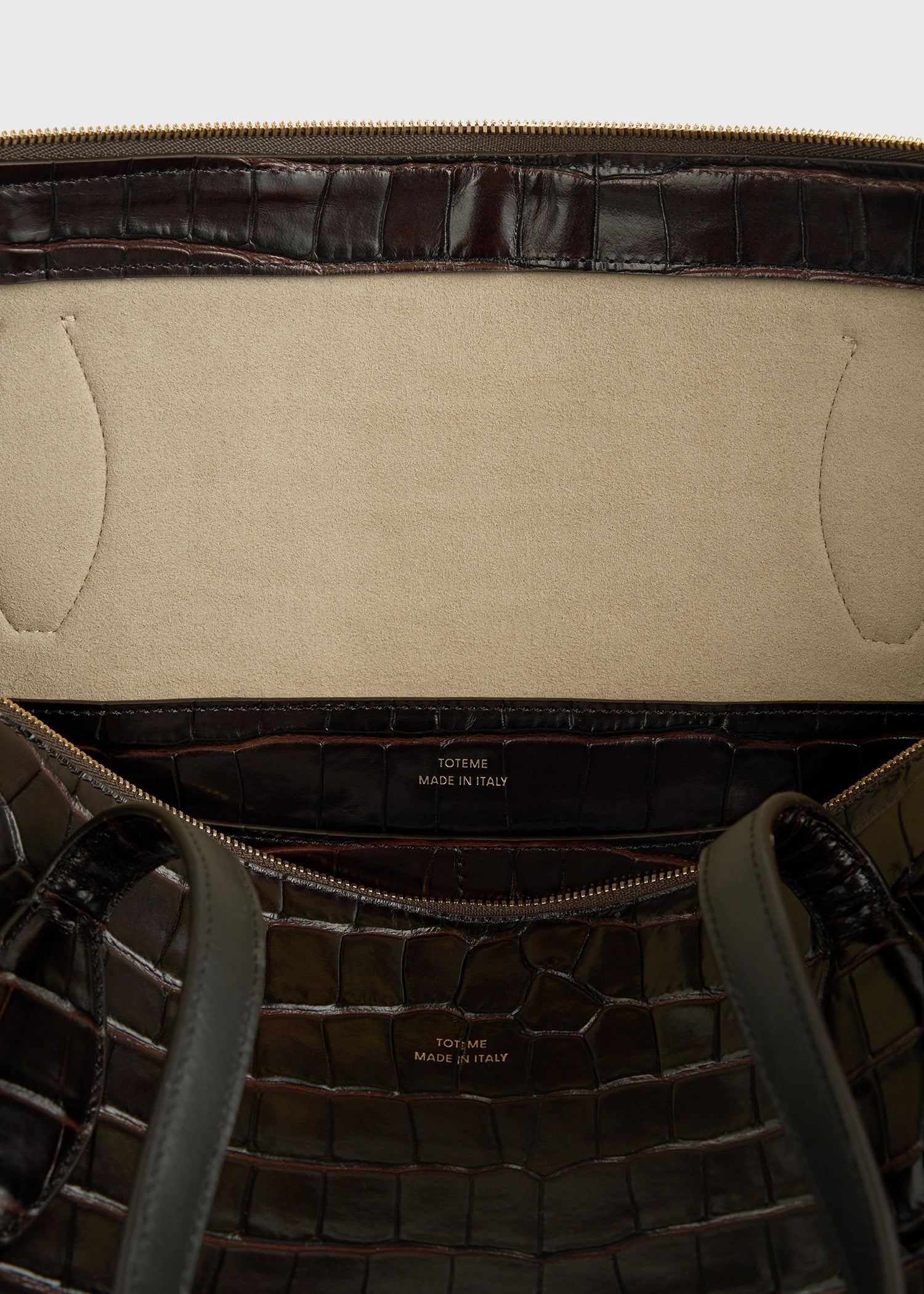 Croco-embossed day tote dark chocolate