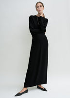 Long-sleeve slouch waist dress black