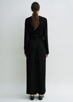 Long-sleeve slouch waist dress black petite