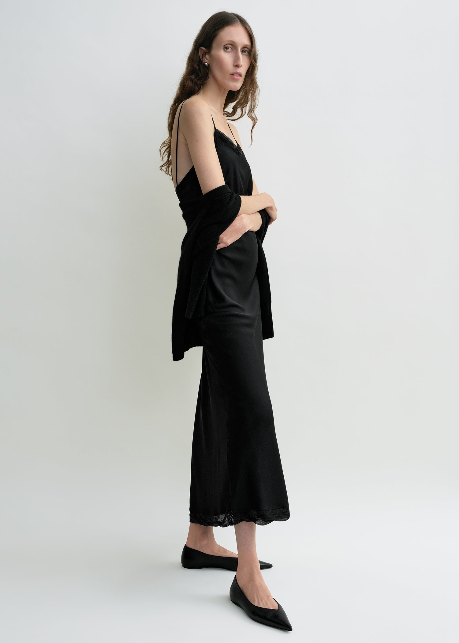 Satin slip dress black – TOTEME