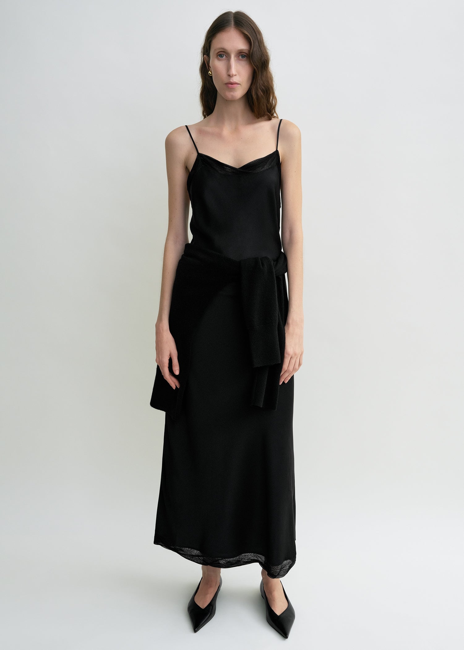 Satin slip dress black