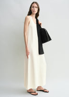 Scoop-neck sablé dress macadamia