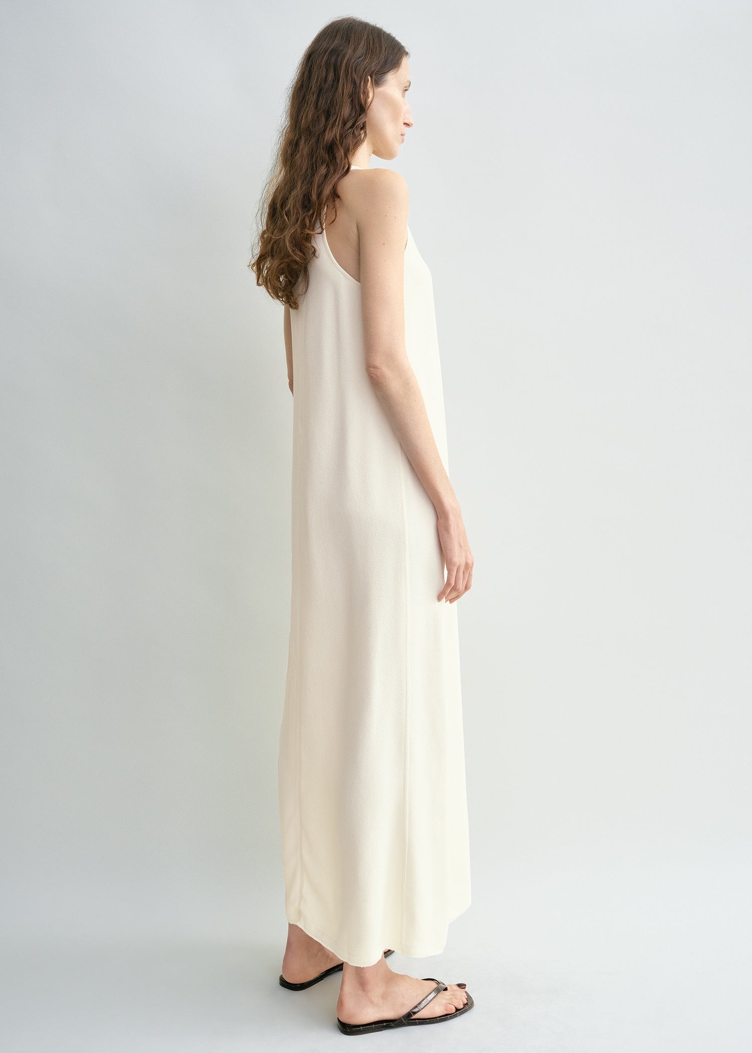 Scoop-neck sablé dress macadamia petite