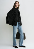 Drawstring cape black