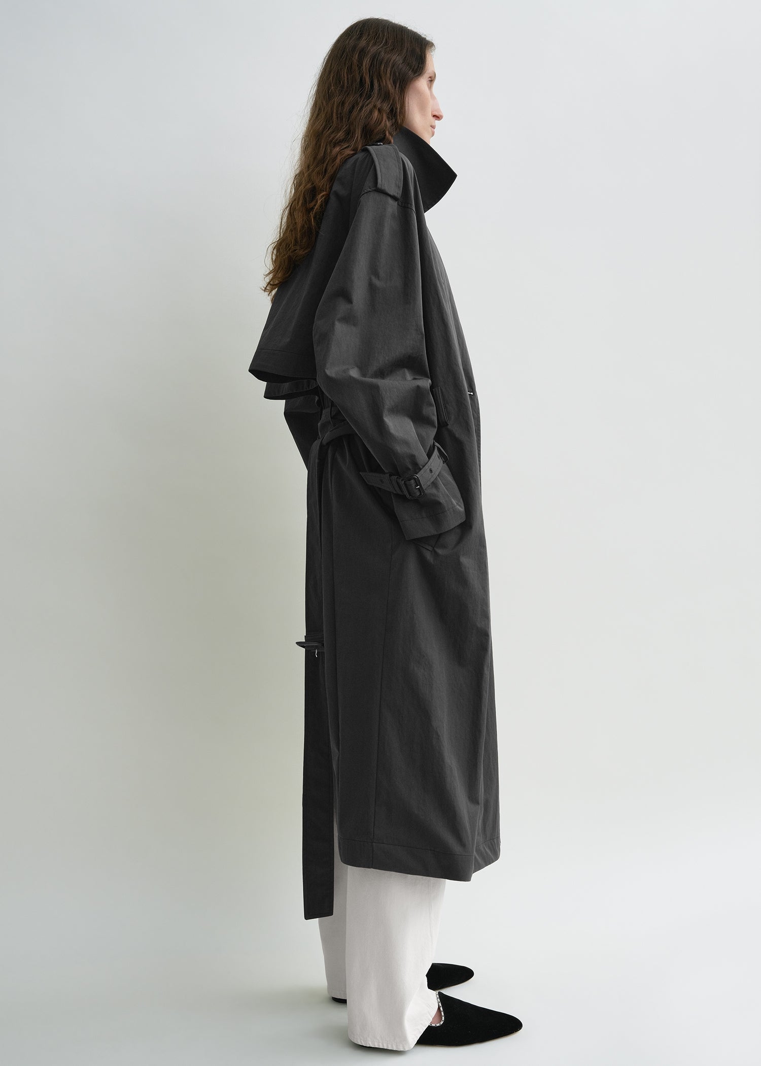 Crisp summer trench washed black petite
