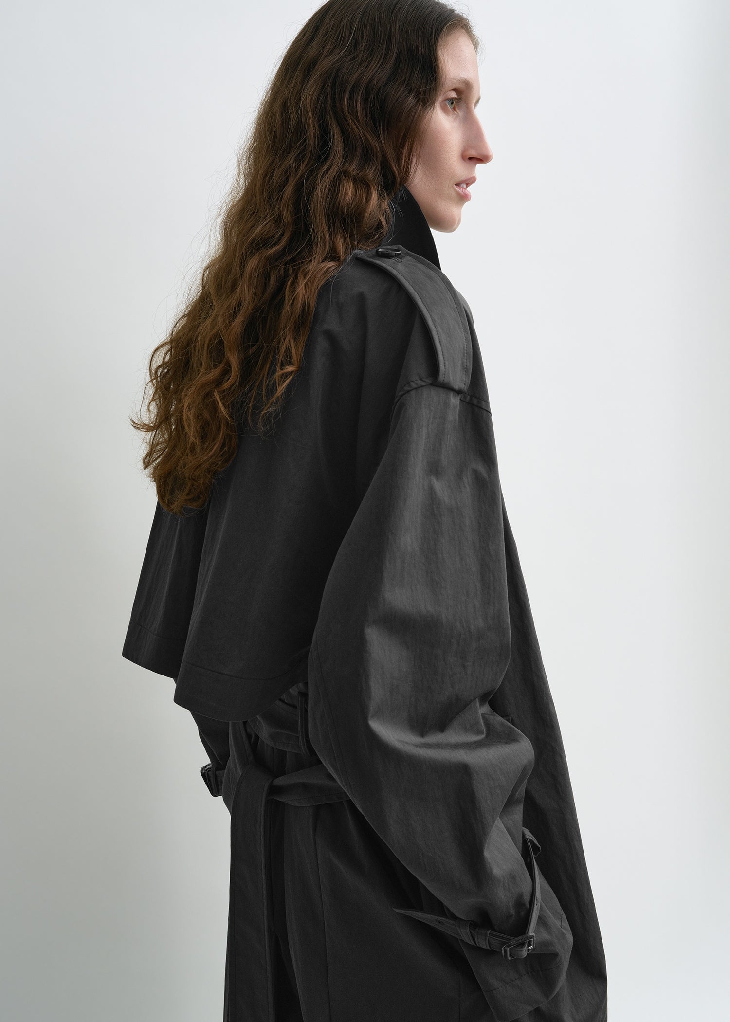 Crisp summer trench washed black petite