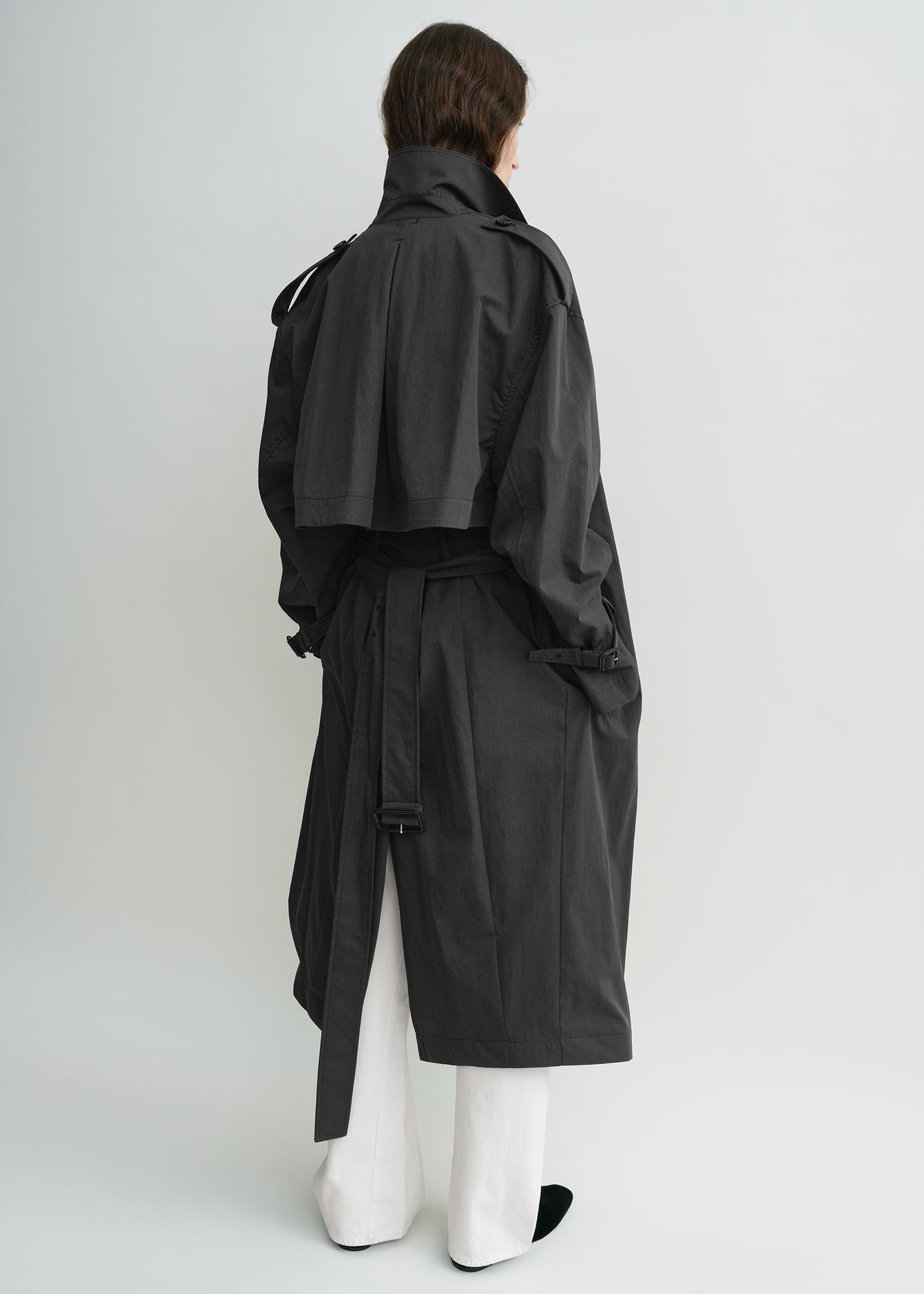 Crisp summer trench washed black petite