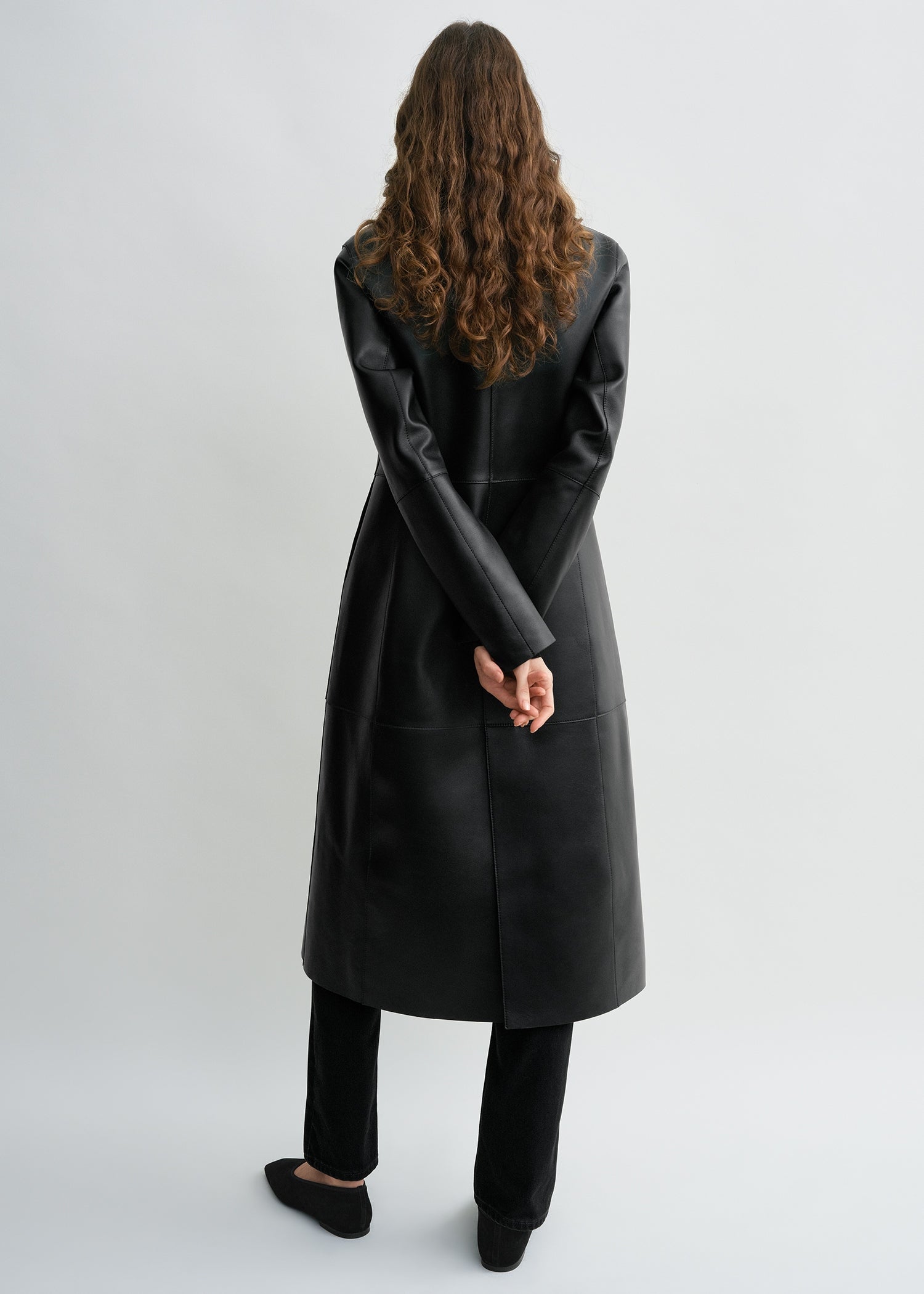 Slim leather coat black petite